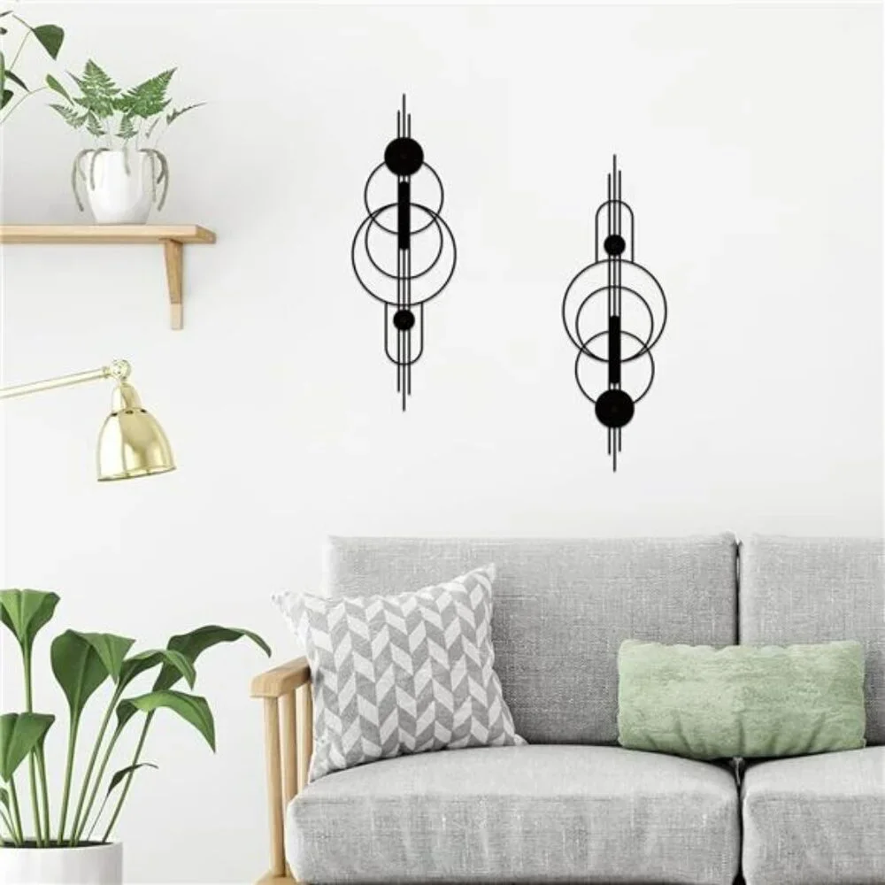 Metal Abstract Wall Art Set Modern Minimalist Geometric Decor for Bedroom